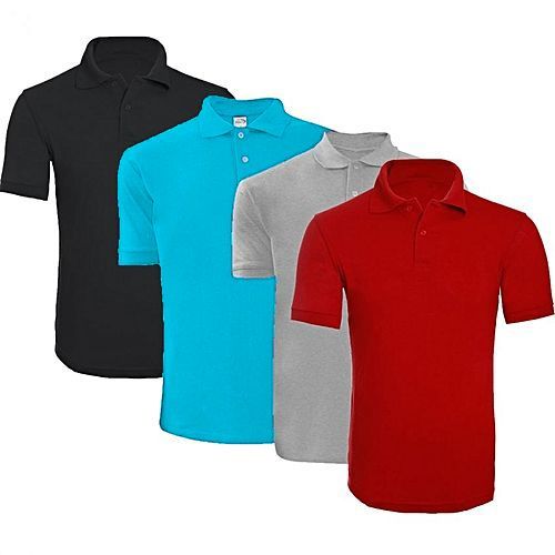 Generic 4 Pack of Unisex Polo Shirts - Black,Blue,Grey,Red