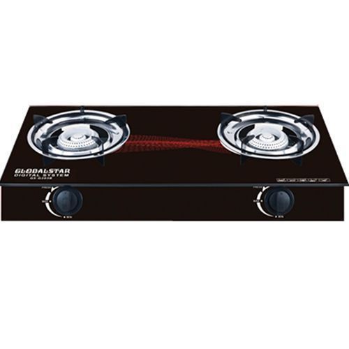 Global Star Stainless Steel Double Burner Gas Stove GS-S203B - Black
