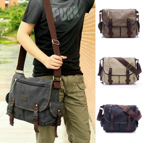 Men's Vintage Canvas Schoolbag Satchel Shoulder Messenger Bag Laptop Bags New 