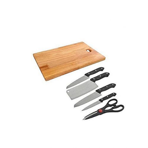 Pack Of Chopping Board And Set Of Kitchen knives - Black