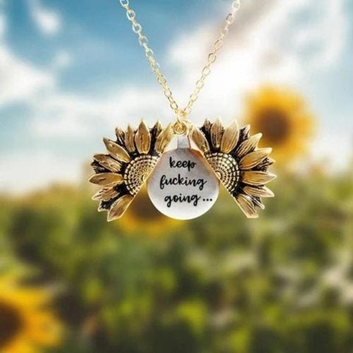 Generic Vintage you are my sunshine sunflower pendant necklace