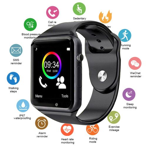 Generic Smart Wrist Bluetooth GSM Watch-Black