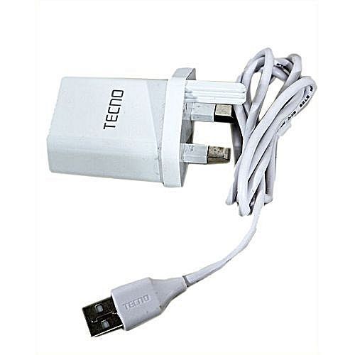 Tecno Fast Charger With USB Cable - White