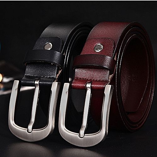 Generic 2 Pack of Mens Faux Leather Belts - Black,Brown