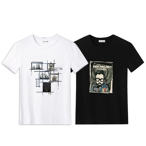 2 Pack of Round Neck T-Shirts - Black, White