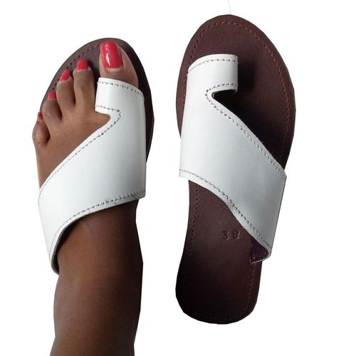 Generic Front Toe Leather Craft Women's Sandals - Brown, White
