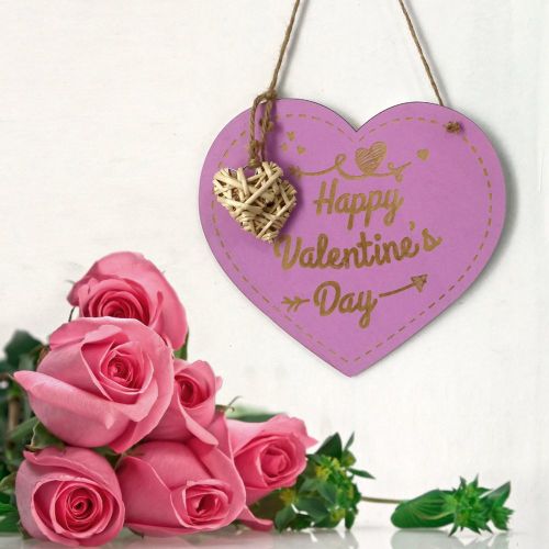 Generic Door Decorations Valentines Day Wooden Signs Hanging Board for Home Decor Pink