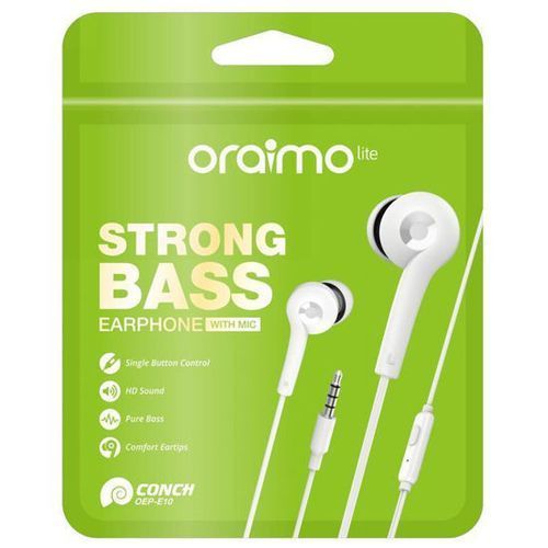 Oraimo Original Conch in-Ear Wired Earphones with Mic - White