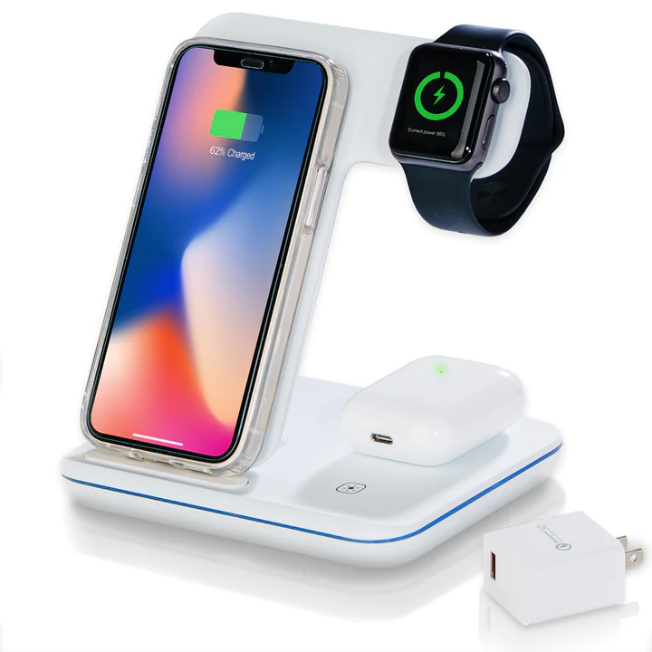 3 in 1 Wireless Charging Station - 15W QI Fast Wireless Charger