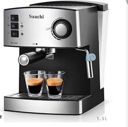 Saachi Coffee Maker/ latte/ Cappuccino/Espresso 15 Bar – Silver