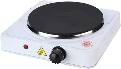 Electric Portable Kitchen Hot Plate Hob, Single Boiling Ring, Cast Iron Heating Plate, 1000W, White