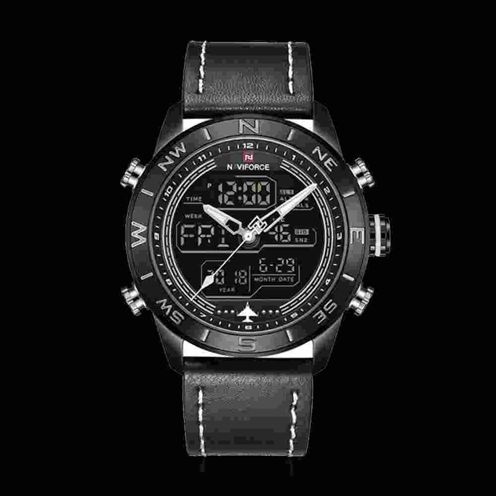 Naviforce Men’s Dual Display Waterproof Watch – Black
