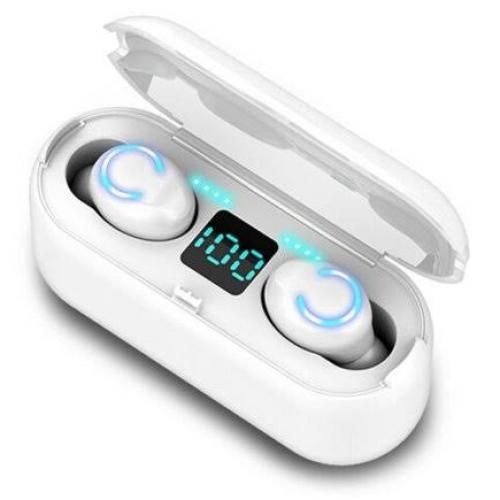 Generic F9 Wireless Finger Print Earbuds -White