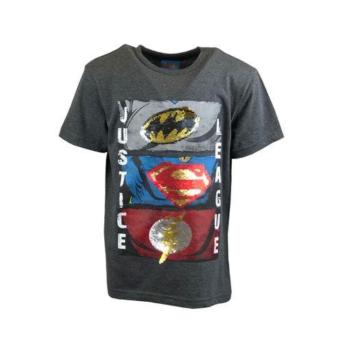Dc Comics Boys Justice League Sequined T-Shirt- Grey	