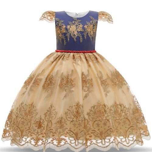 Generic Kids Dress -Gold And Blue	