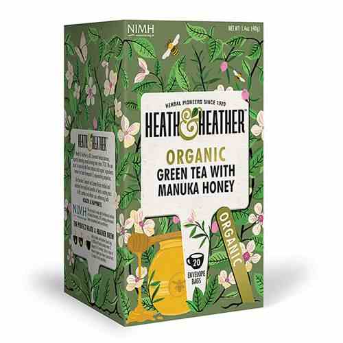 Heath & Heather Organic Green Tea With Manuka Honey 20 Tea Bags
