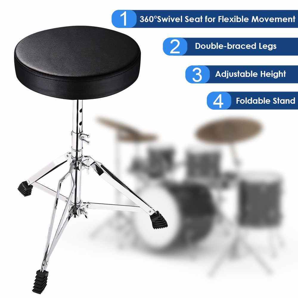 Drum Throne Padded Seat Drummer Stool Round Chair