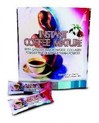 INSTANT COFFEE MIXTURE WITH GANODERMA POWDER, COLLAGEN POWDER AND KACIP FATIMAH POWDER