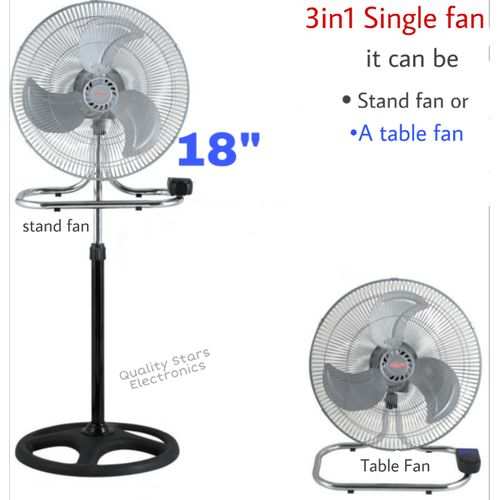 Changli 18″ Stand/ Table 3in1 fan Oscillating & Adjustable Electric Type -Silver,Black