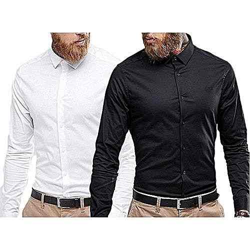Generic 2 Pack of Men’s Formal Shirts – Black, White