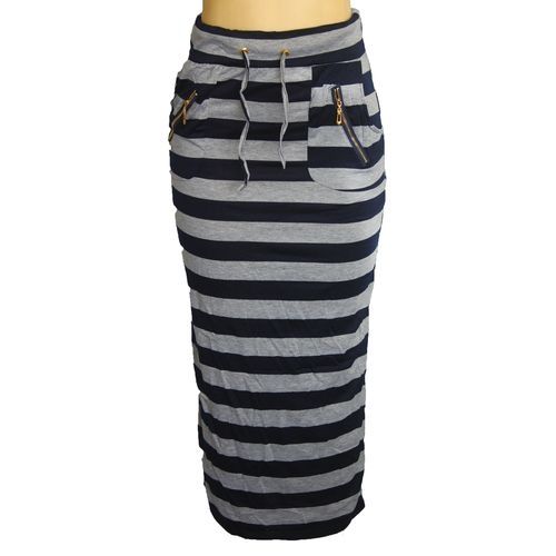 Generic Striped Maxi Skirt -Grey,Black