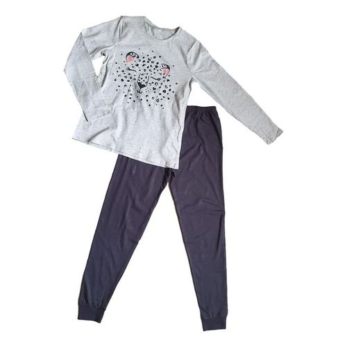 Asda George Girls Asda Leopard Face Pajama Set – Grey	