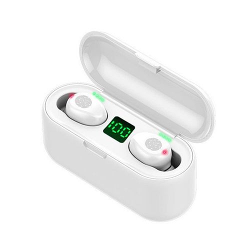 Generic F9 Wireless Finger Print Earbuds -White