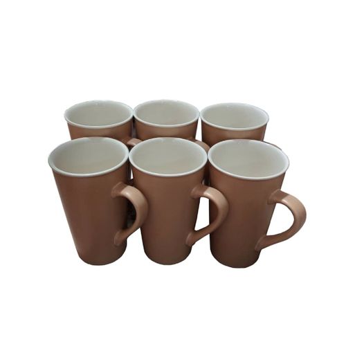 Generic 6 Pieces Set Of Long Ceramic Tea Coffee Cups – Brown