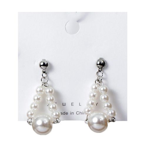 Generic Long Pearl Earrings – White