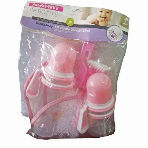 Baby & Mommy 5 Pcs Baby Set With Bib/Earbuds/Bottles/Cleaner-Pink