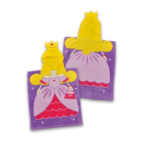 Generic Girls Princess Hooded Poncho Towel – One size – Purple, Yellow	