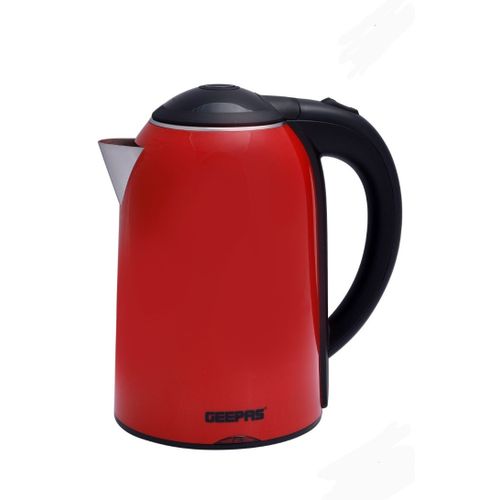 Geepas Electric Kettle 1.7L Stainless Steel Cordless Water Tea Kettle Double Wall – Red