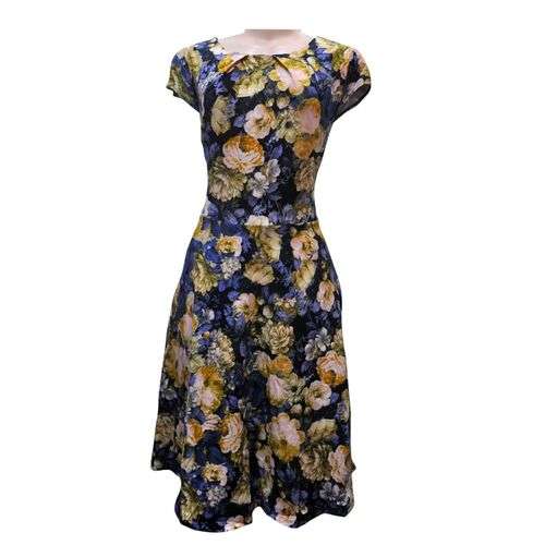 Agelex DLargge Floral Armless Round Neck Dress – Multicolor
