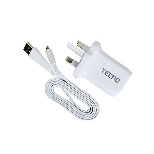 Tecno Fast Charging Charger With USB Cable – White