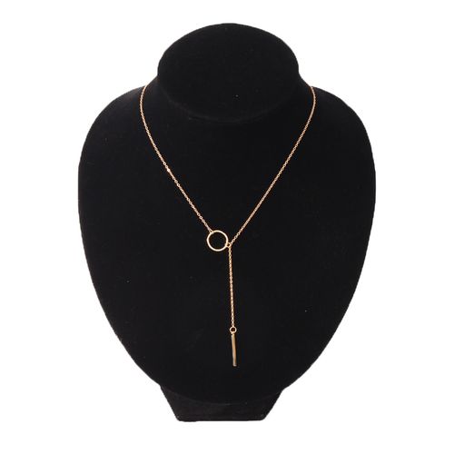 Generic Sterling Gold Circle Bar Lariat Necklace	