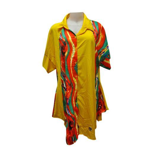 Agelex DLargge Creative Spray Paint Shirt Dress – Yellow