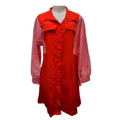 Agelex DLargge Stripped Arms Shirt Dress – Red