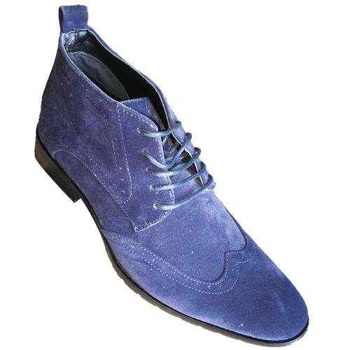 Generic Men’s Laced Leather Ankle Boots – Blue