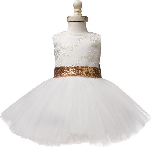 Generic Kids Princess Dress – White,Gold	