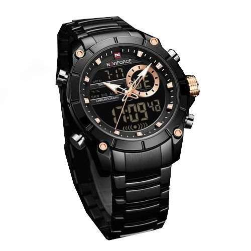 Naviforce Stainless Steel Analog Wrist Watch – Black