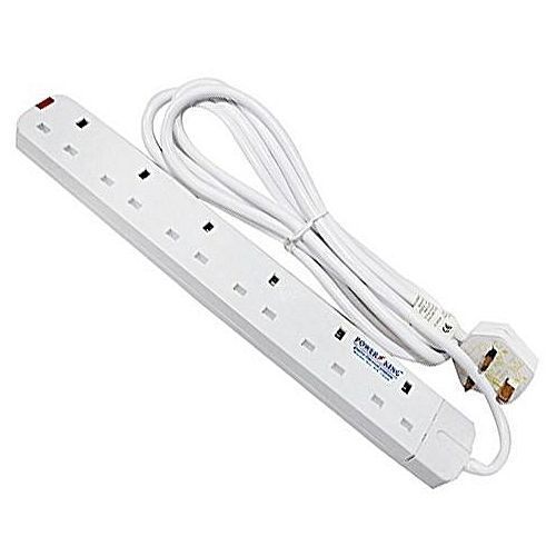 Power King 6 Way Extension Cable 3 Meter – White
