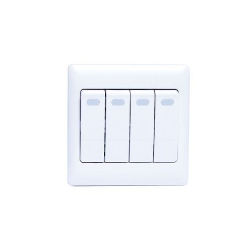 Chint Four Gang Two Way Switch Big Button – White