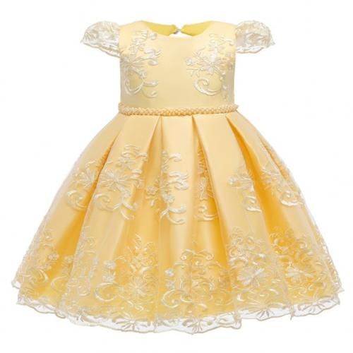 Generic New Design Lace Party Princess Dress, Yellow-White	