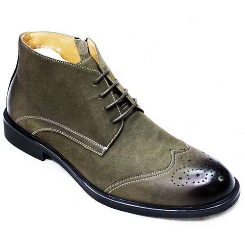 Generic Men’s Side Zipper Lace Boots – Green