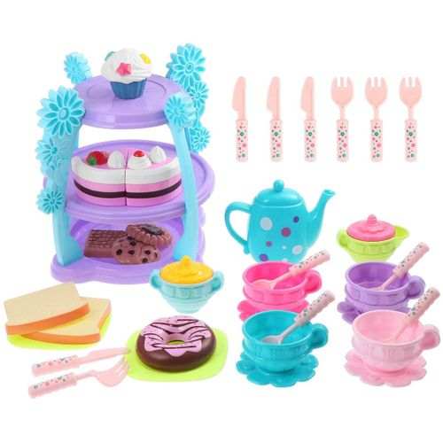 Generic Kids Tea Set 35 Pieces Plastic Gift – Multi-color	