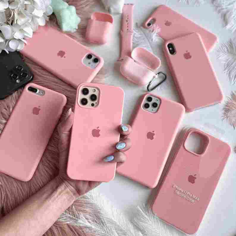 Pink Whole Series Solid Color iPhone Case Silicone Cases for Apple iPhone 13 Pro Max iPhone 12 Pro Max iphone 11 iPhone X Pastel Soft Liquid Cover