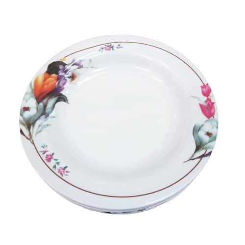 Generic 6 Pieces Melamine Soup Plates/Flower May Vary-White