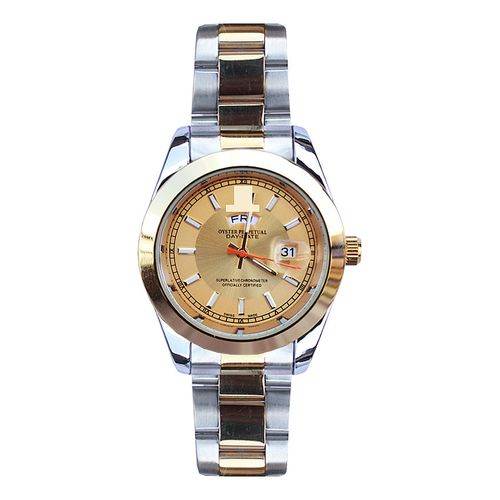 Generic Round Face, Dated And Chain Strap Men’s Watch – Gold, Silver