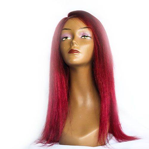 Generic Kabello Human Hair – Women’s Ear To Ear Closure Straight Wig 16″ – Maroon
