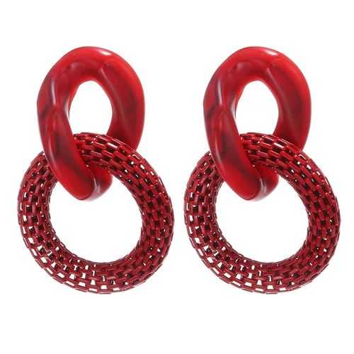 Generic Boho Vintage Flattering Eight shaped Drop Earrings-Red